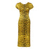 Dolce & Gabbana Yellow Polyester Leopard Midi Sheath Dress