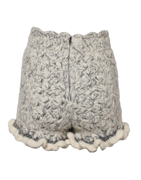 Dolce & Gabbana Metallic Bouclé Knit Cashmere Ruffled Shorts