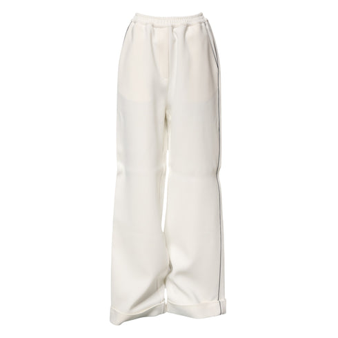 Dolce & Gabbana White Viscose Wide Leg Pull On Pants