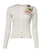 Dolce & Gabbana White Silk Lily Buttoned Cardigan Sweater