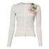 Dolce & Gabbana White Silk Lily Embellished Cardigan Sweater