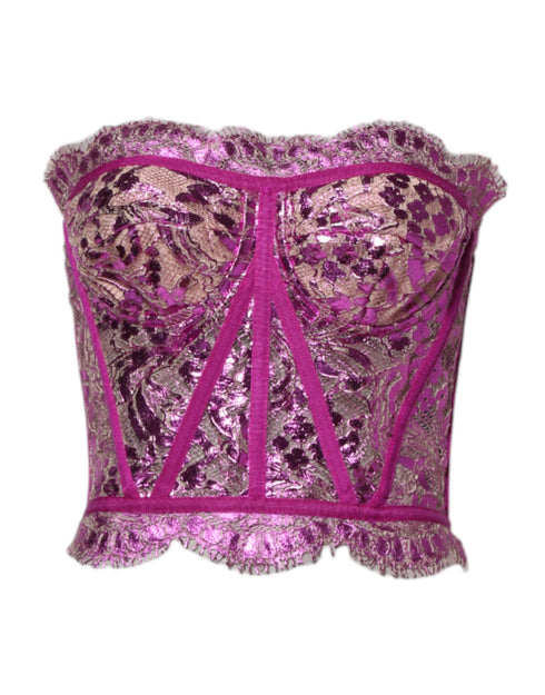 Dolce & Gabbana Pink Bustier Sleeveless Corset Blouse Top