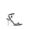 Tom Ford Padlock Sandals Silver Calf Leather Metal Heel Women’s Shoes