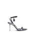 Tom Ford Padlock Sandals Silver Calf Leather Metal Heel Women’s Shoes