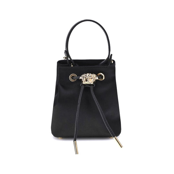 Versace La Medusa Black Bucket Bag in Viscose Silk for Women