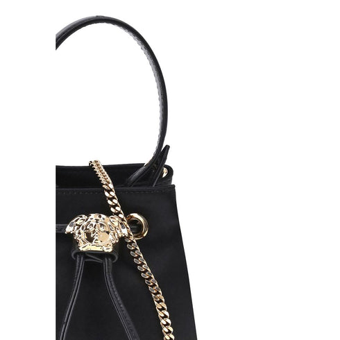 Versace La Medusa Black Bucket Bag in Viscose Silk for Women
