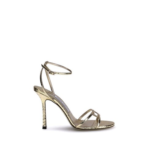 Jimmy Choo Leo100 Sandals for Women – Gold Calf Leather High Heels