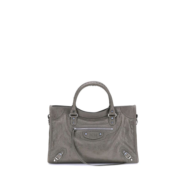 Balenciaga Le City Medium Shoulder Bag in Gray Lambskin Leather for Women