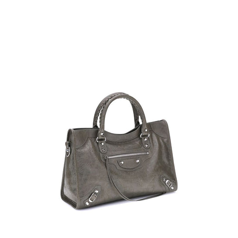 Balenciaga Le City Medium Shoulder Bag in Gray Lambskin Leather for Women