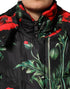 Dolce & Gabbana Black Floral Polyester Hooded Quilted Jacket