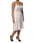 Dolce & Gabbana White Lace DG Logo Silk Dress Sleepwear