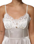 Dolce & Gabbana White Lace DG Logo Silk Dress Sleepwear