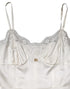 Dolce & Gabbana White Lace DG Logo Silk Dress Sleepwear