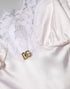 Dolce & Gabbana White Lace Gold DG Logo Silk Dress Sleepwear