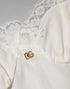 Dolce & Gabbana White Lace Gold DG Logo Silk Dress Sleepwear