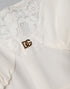 Dolce & Gabbana White Lace Gold DG Logo Silk Dress Sleepwear