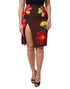 Dolce & Gabbana Brown Floral High Waist Side Slit Skirt