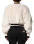 Dolce & Gabbana White Cropped Faux Fur DG Sweatshirt Sweater