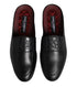 Dolce & Gabbana Black Calfskin Leather Slip On Loafers Shoes
