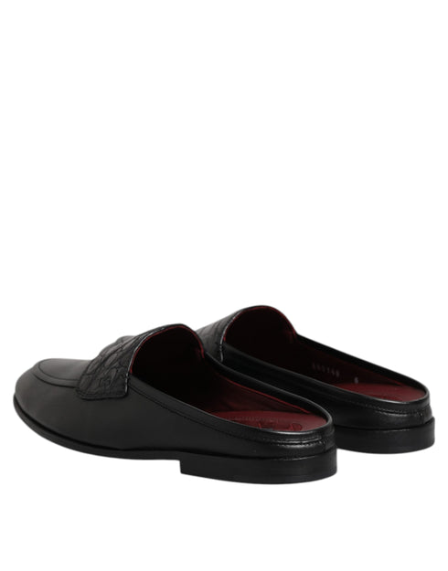 Dolce & Gabbana Black Calfskin Leather Slip On Loafers Shoes