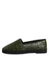 Dolce & Gabbana Green Exotic Leather Espadrilles Slip On Shoes