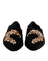 Dolce & Gabbana Black Velvet Embellished Loafer Slip On Shoes