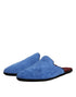 Dolce & Gabbana Blue Suede Capra Slides Flat Slipper Shoes