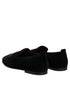 Dolce & Gabbana Black Velvet Embellished Loafer Slip On Shoes