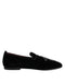 Dolce & Gabbana Black Velvet Embellished Loafer Slip On Shoes