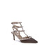 Valentino Garavani Rockstud Taupe Brown Leather Pumps – Mid Heel Pointed Toe
