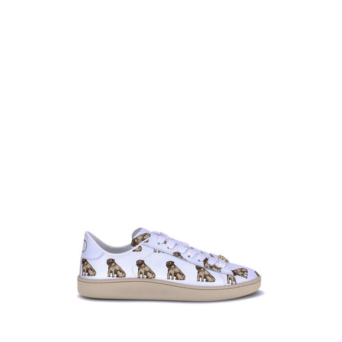Valentino Garavani Royco Dog Print Sneakers – White Leather Shoes