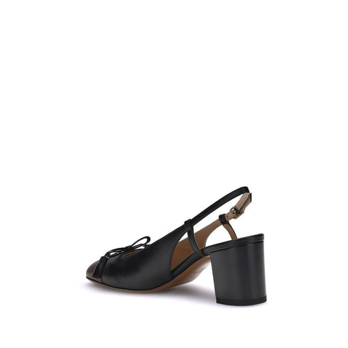 Valentino Garavani Valet Du Roi Black Brown Slingback Pumps – Block Heel Leather Shoes