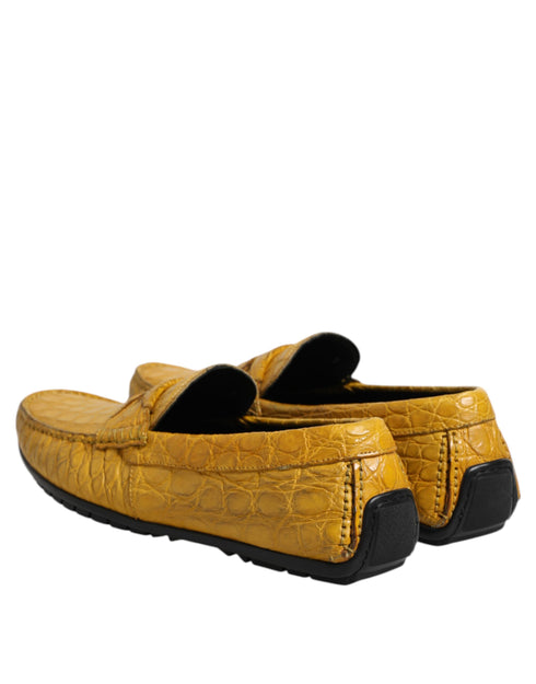 Dolce & Gabbana Yellow Exotic Leather Loafers Slip On Shoes