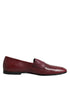 Dolce & Gabbana Burgundy Calfskin Leather Formal Slip On Shoes