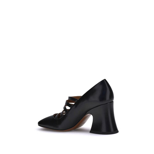 Chloé Janis Pumps Black Leather Women’s Designer Block Heel Shoes