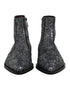 Dolce & Gabbana Dark Gray Cotton Sequined Chelsea Boots Shoes