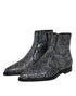 Dolce & Gabbana Dark Gray Cotton Sequined Chelsea Boots Shoes