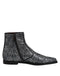 Dolce & Gabbana Dark Gray Cotton Sequined Chelsea Boots Shoes