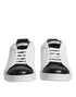 Dolce & Gabbana White Black Leather Portofino Sneaker Shoes