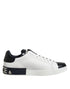 Dolce & Gabbana White Black Leather Portofino Sneaker Shoes