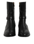 Dolce & Gabbana Black Leather Short Boots – Women’s Flat Biker Ankle Zip Shoes