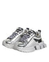 Dolce & Gabbana Super Queen Sneakers – Silver Leather Chunky Platform Shoes for Women