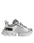 Dolce & Gabbana Super Queen Sneakers – Silver Leather Chunky Platform Shoes for Women