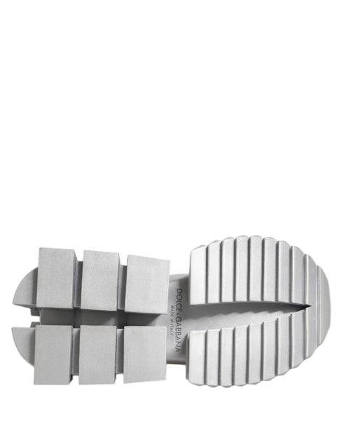 Dolce & Gabbana Super Queen Sneakers – Silver Leather Chunky Platform Shoes for Women