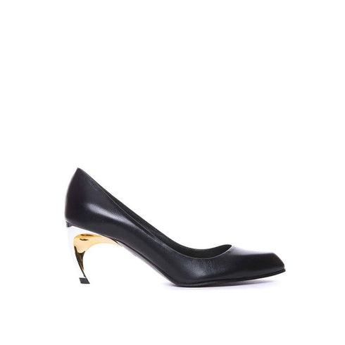 Alexander McQueen Armadillo Leather Pumps – Women's Black Sheepskin Heeled Shoes