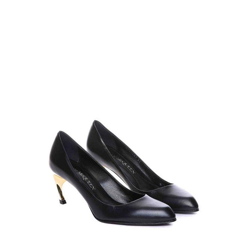 Alexander McQueen Armadillo Leather Pumps – Women's Black Sheepskin Heeled Shoes