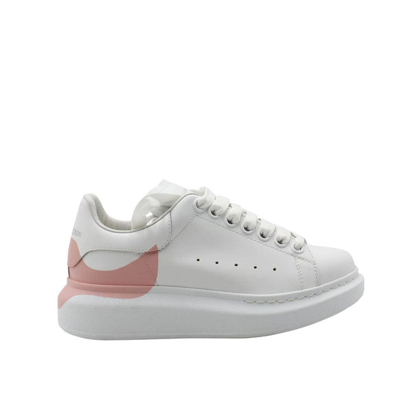 Alexander McQueen Oversized Sneakers Shoes – White and Pink Calf Leather Designer Shoes for Women