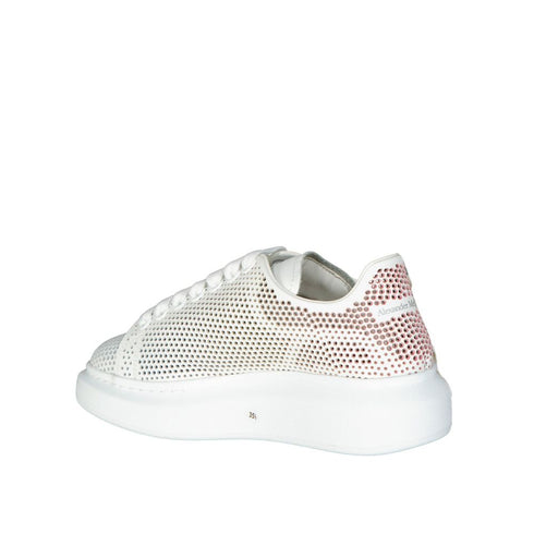 Alexander McQueen White Oversized Perforated Leather Sneakers Shoes - Women’s