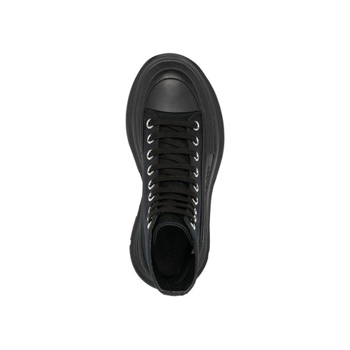Alexander McQueen Tread Slick Sneakers Shoes – Black Canvas High Tops for Women