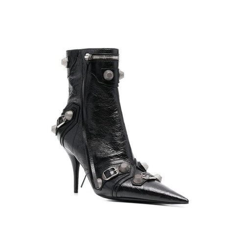 Balenciaga Cagole Ankle Boots in Black Lamb Leather – Women's